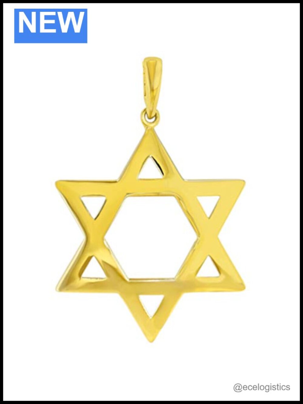 14k Yellow Gold Medium Star of David Pendant High Polish